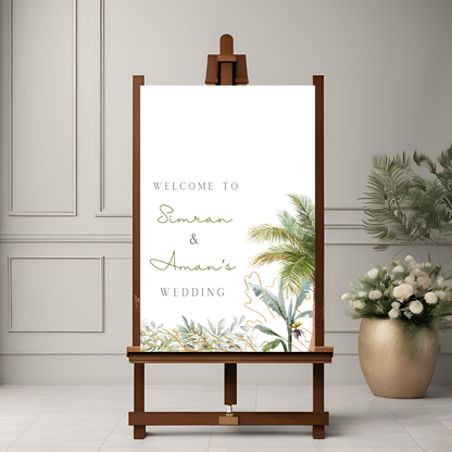 Destination Wedding Palm Tree Entrance Board - Online Template