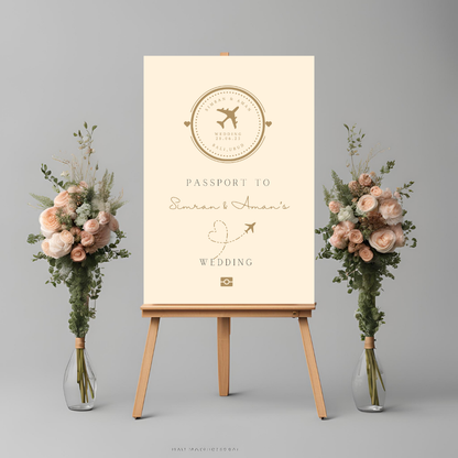 Destination Wedding Passport Entrance Board - Online Template