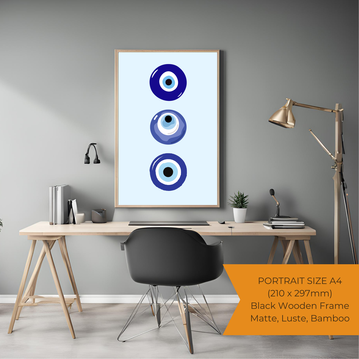 Nazar Evil Eye Black Framed Portrait Print
