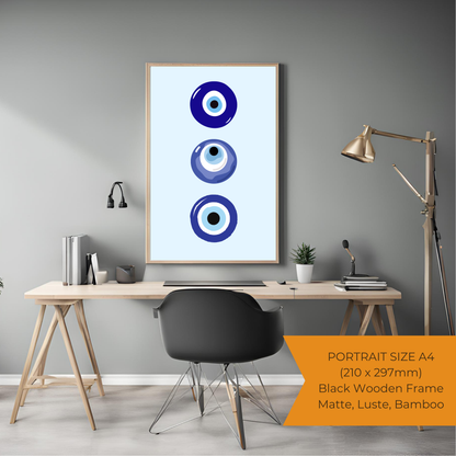 Nazar Evil Eye Black Framed Portrait Print
