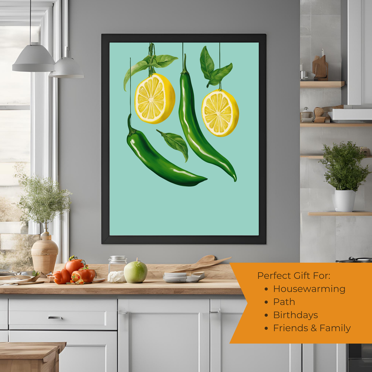 Chilli & Lemon A4 Black Framed Portrait Print