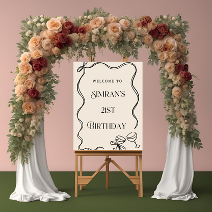 Minimalist Bow Celebration Entrance Board Digital Download - Online Template