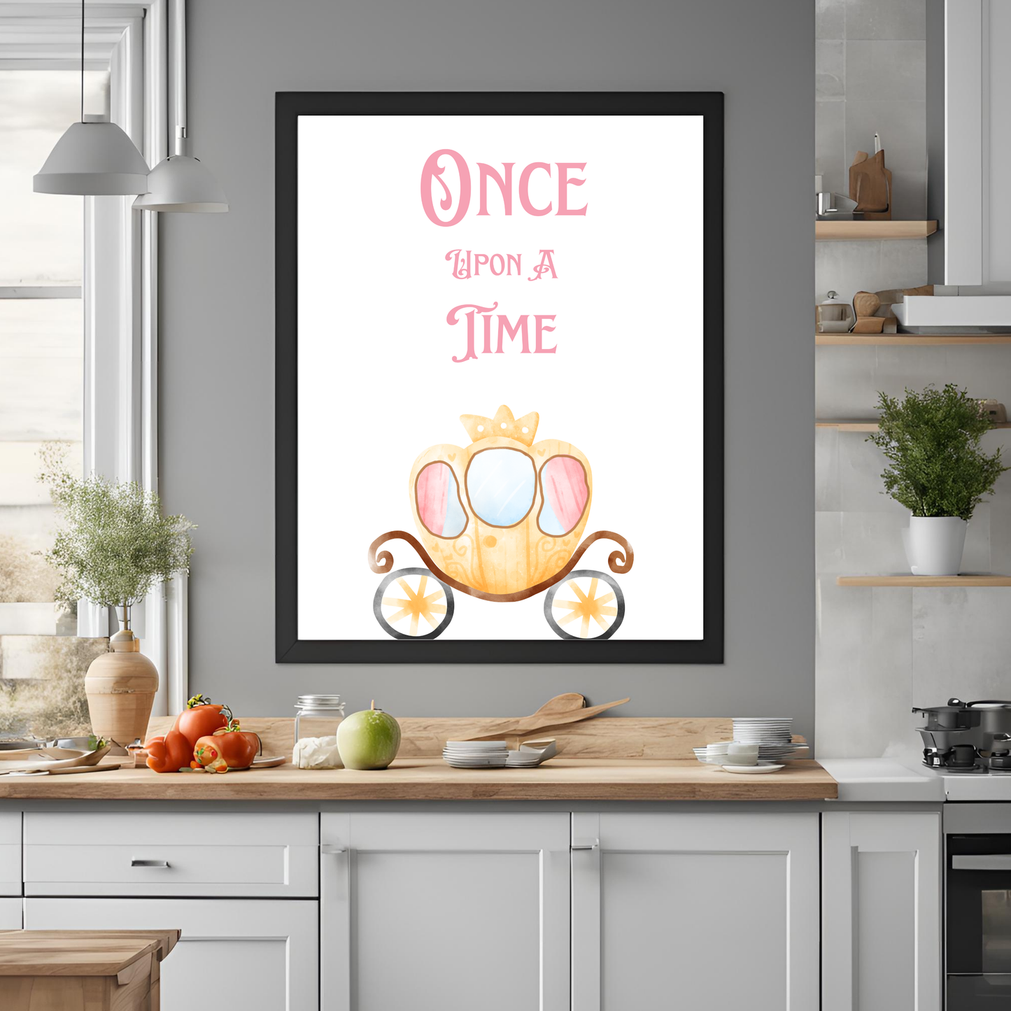 Once Upon a Time Framed A4 Nursery Print - Portrait/Black