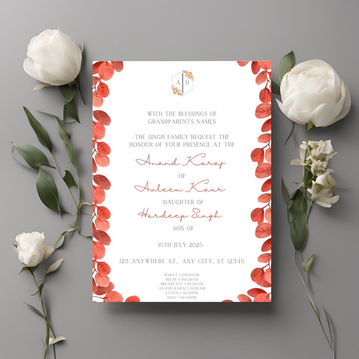 Floral Invite Inserts Digital Download 6pcs - Online Template