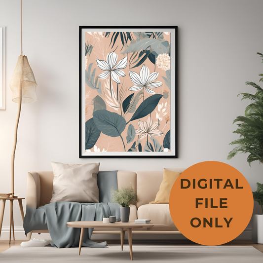 Botanical Print Neutral Wall Art Digital Download