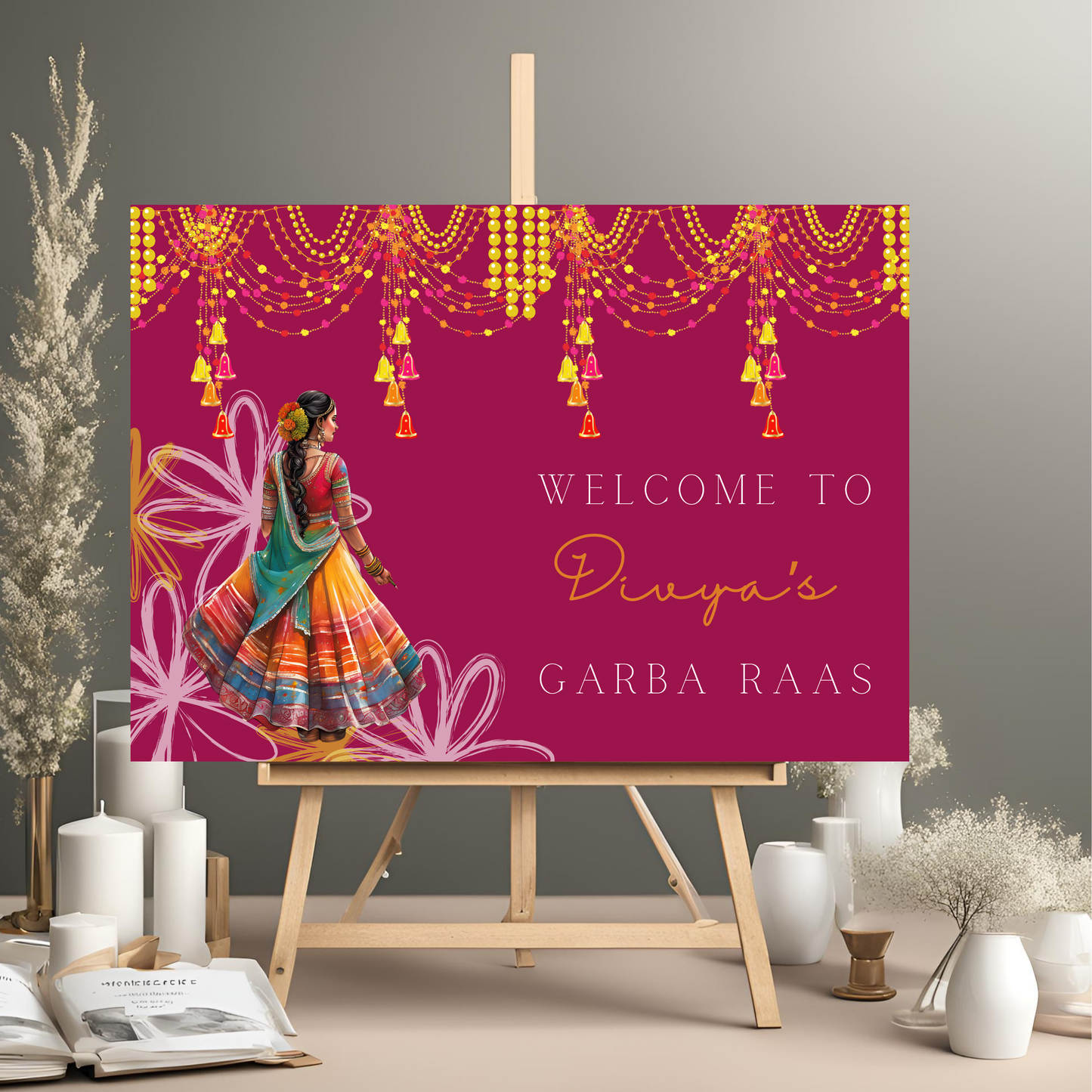 Decor Colourful Garba Entrance Board Digital Download - Online Template