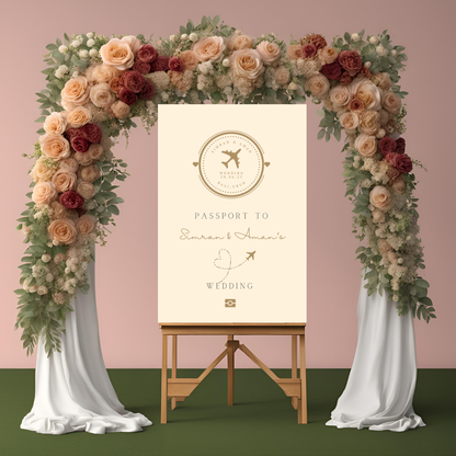 Destination Wedding Passport Entrance Board - Online Template