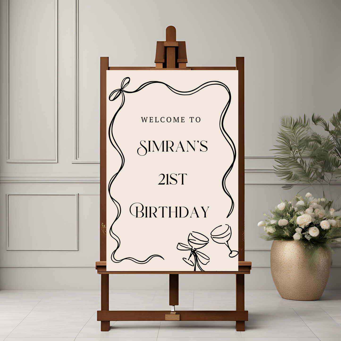 Minimalist Bow Celebration Entrance Board Digital Download - Online Template