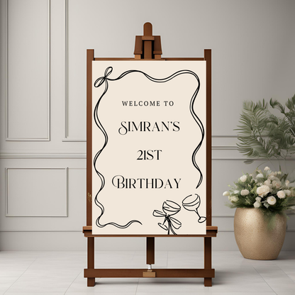 Minimalist Bow Celebration Entrance Board Digital Download - Online Template
