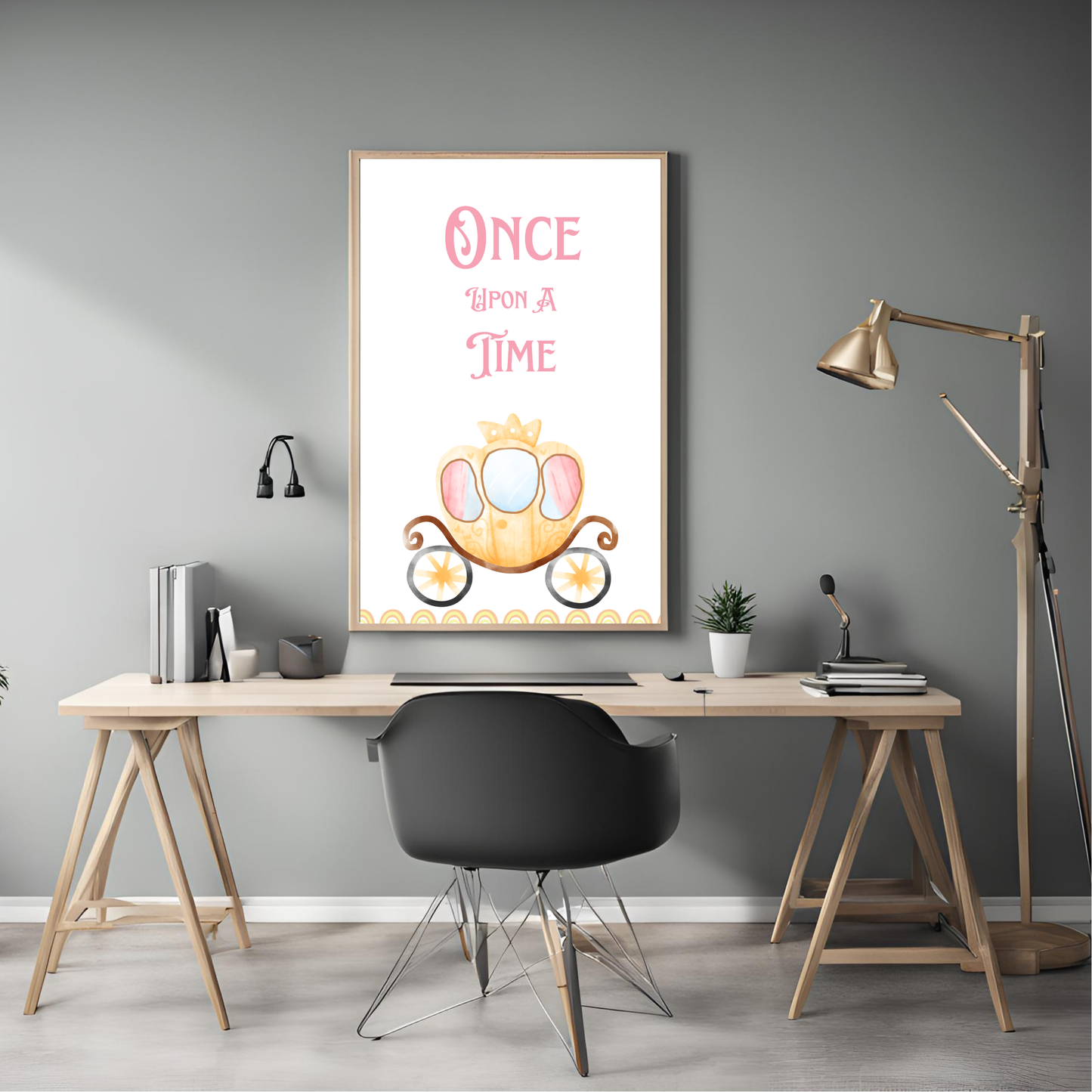 Once Upon a Time Framed A4 Nursery Print - Portrait/Black
