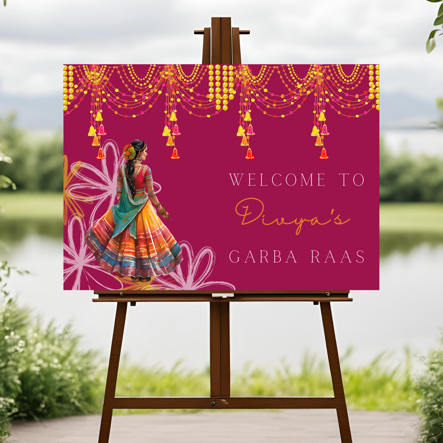 Decor Colourful Garba Entrance Board Digital Download - Online Template