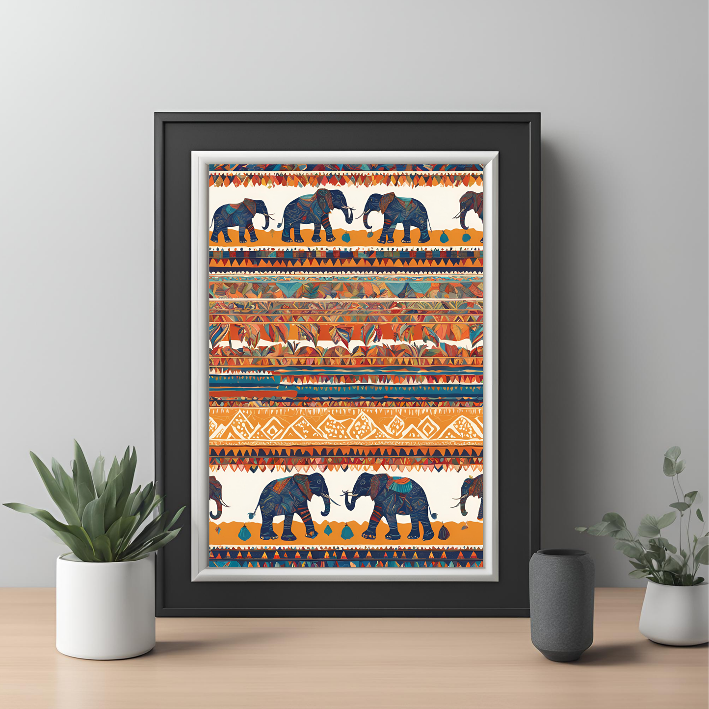 Indian Elephant Minimalist Print Wall Art Digital Download