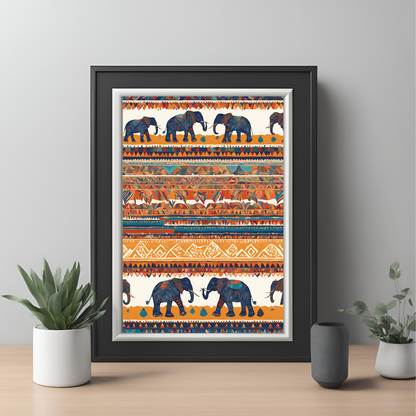 Indian Elephant Minimalist Print Wall Art Digital Download
