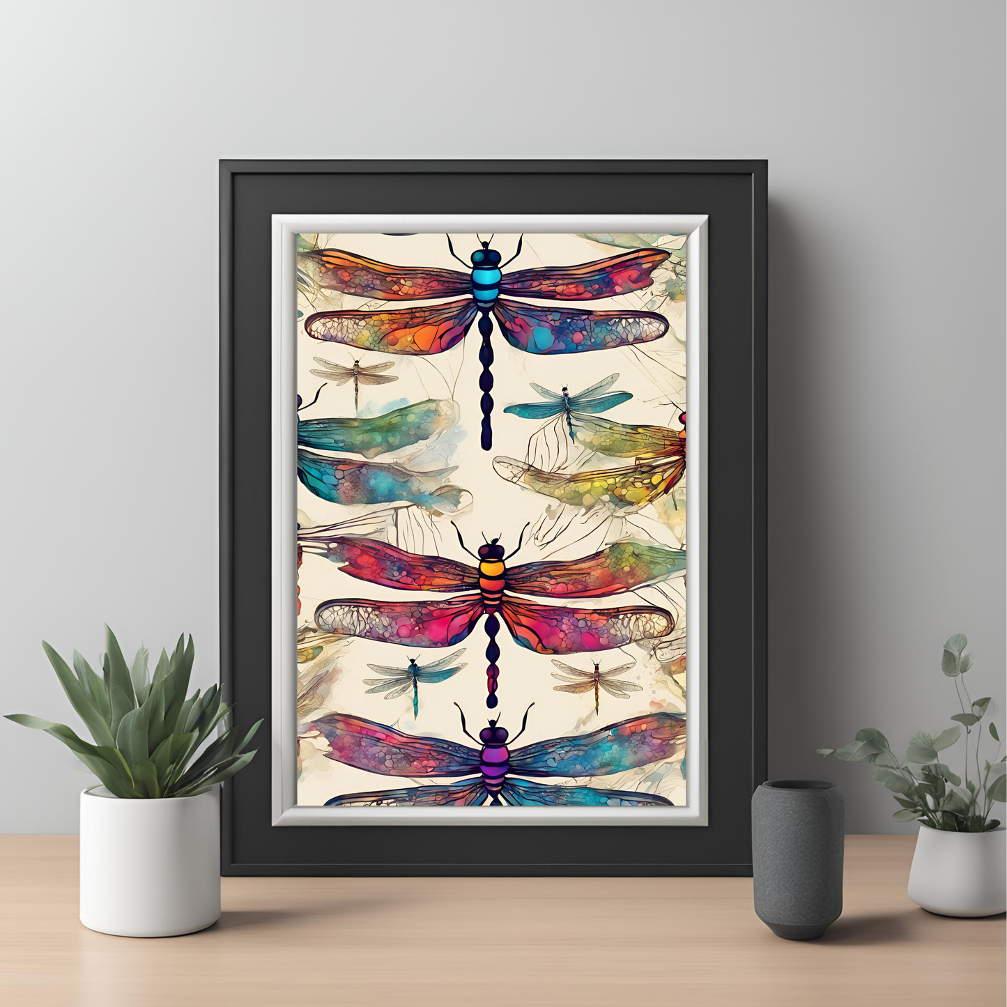 Dragonfly Abstract Watercolour - Digital Printable Colourful Wall Art