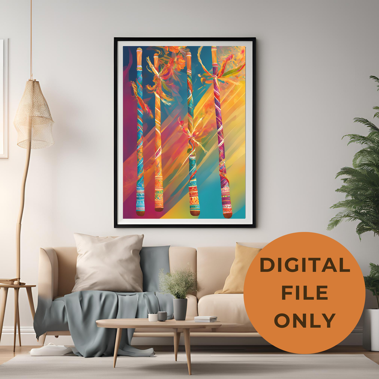 Garba Dandia Gujarati Abstract Print