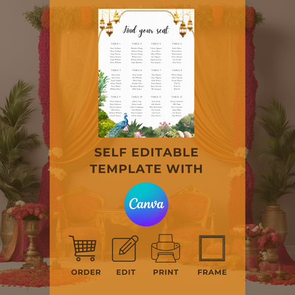 Peacock Garden Seating Plan Digital Download - Online Template