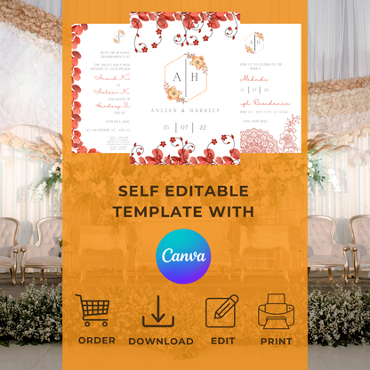 Floral Invite Inserts Digital Download 6pcs - Online Template