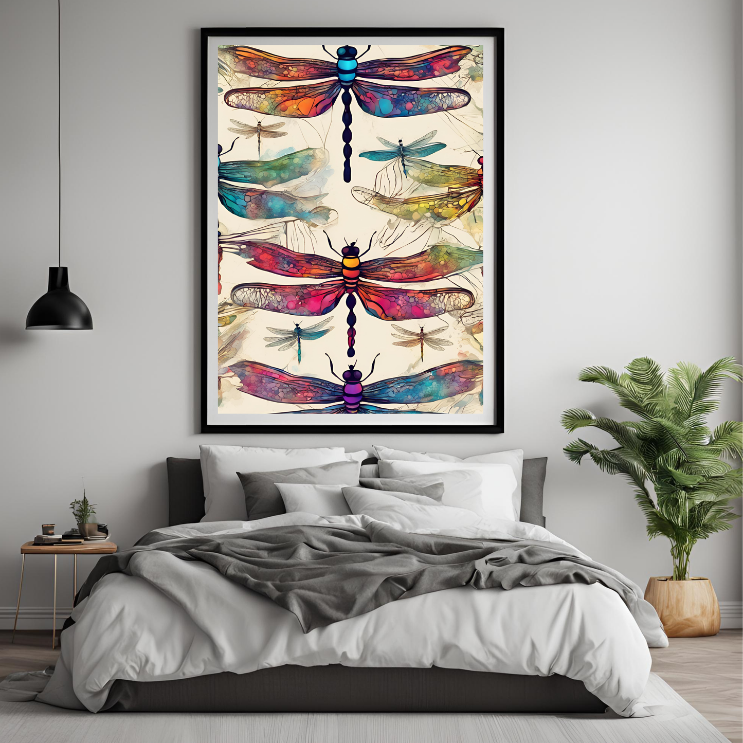 Dragonfly Abstract Watercolour - Digital Printable Colourful Wall Art