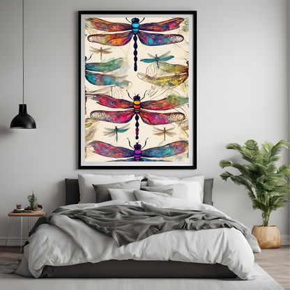 Dragonfly Abstract Watercolour - Digital Printable Colourful Wall Art