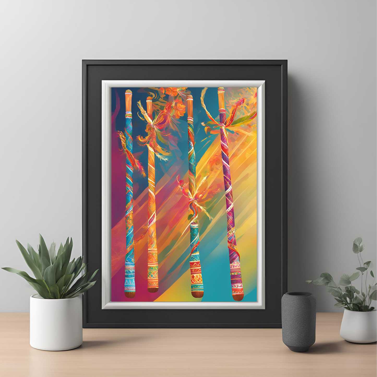 Garba Dandia Gujarati Abstract Print