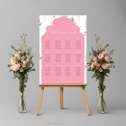 Wildflower Pink Seating Plan Digital Download - Online Template
