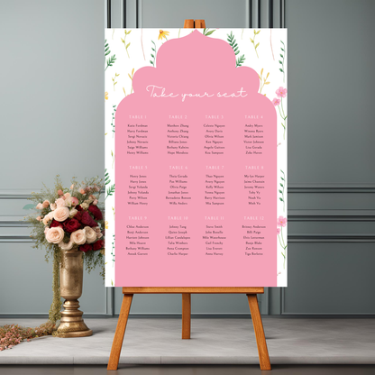 Wildflower Pink Seating Plan Digital Download - Online Template