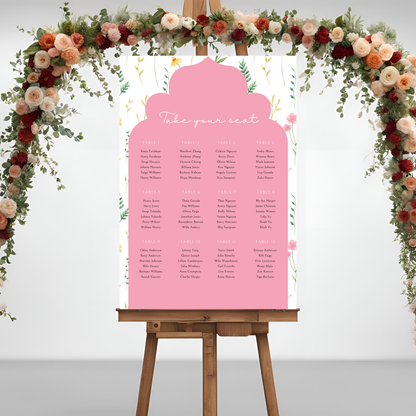 Wildflower Pink Seating Plan Digital Download - Online Template