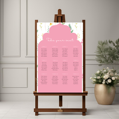 Wildflower Pink Seating Plan Digital Download - Online Template