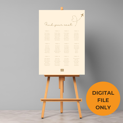 Destination Wedding Passport Seating Plan Digital Download - Online Template