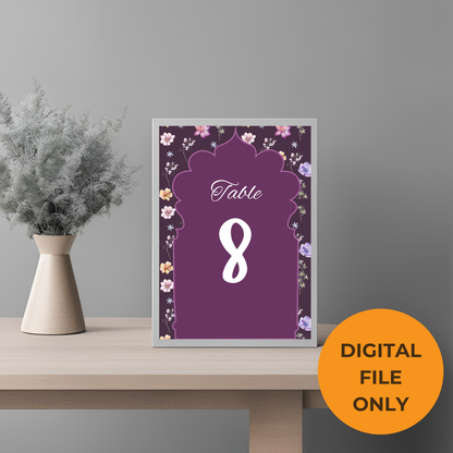 Purple Table Number Digital Download - Online Template