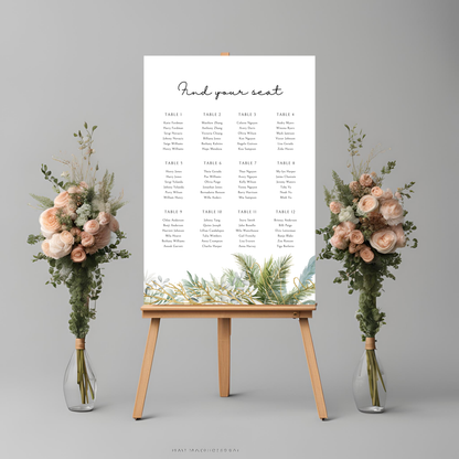 Destination Wedding Palm Tree Seating Plan Digital Download - Online Template