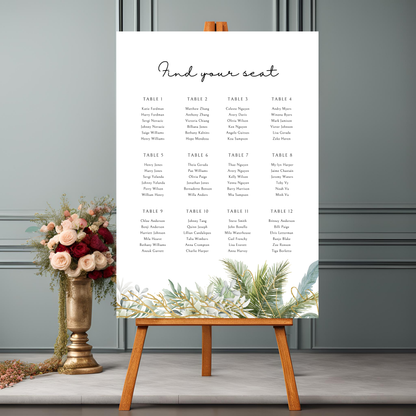 Destination Wedding Palm Tree Seating Plan Digital Download - Online Template