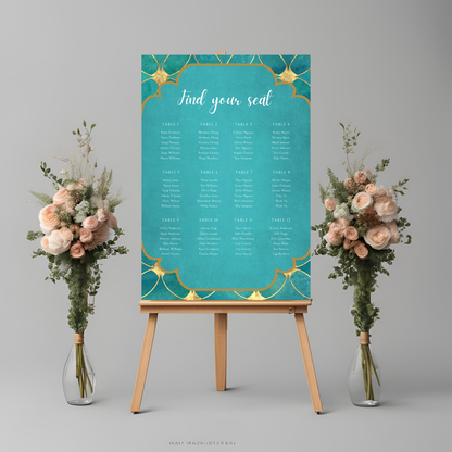 Peacock Teal Seating Plan Digital Download - Online Template