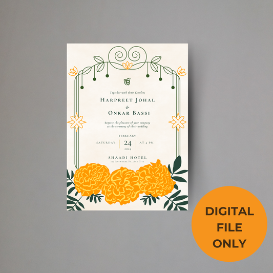 Haldi Minimalist Floral Invitation Digital Download - Online Template