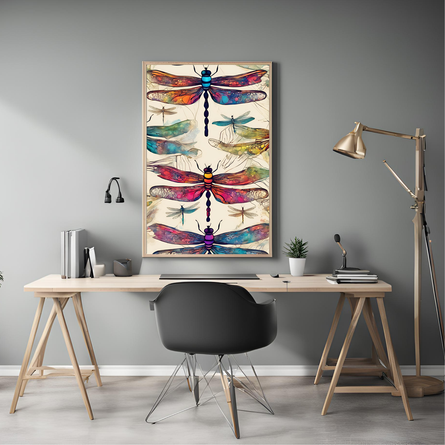 Dragonfly Abstract Watercolour - Digital Printable Colourful Wall Art