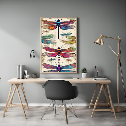 Dragonfly Abstract Watercolour - Digital Printable Colourful Wall Art