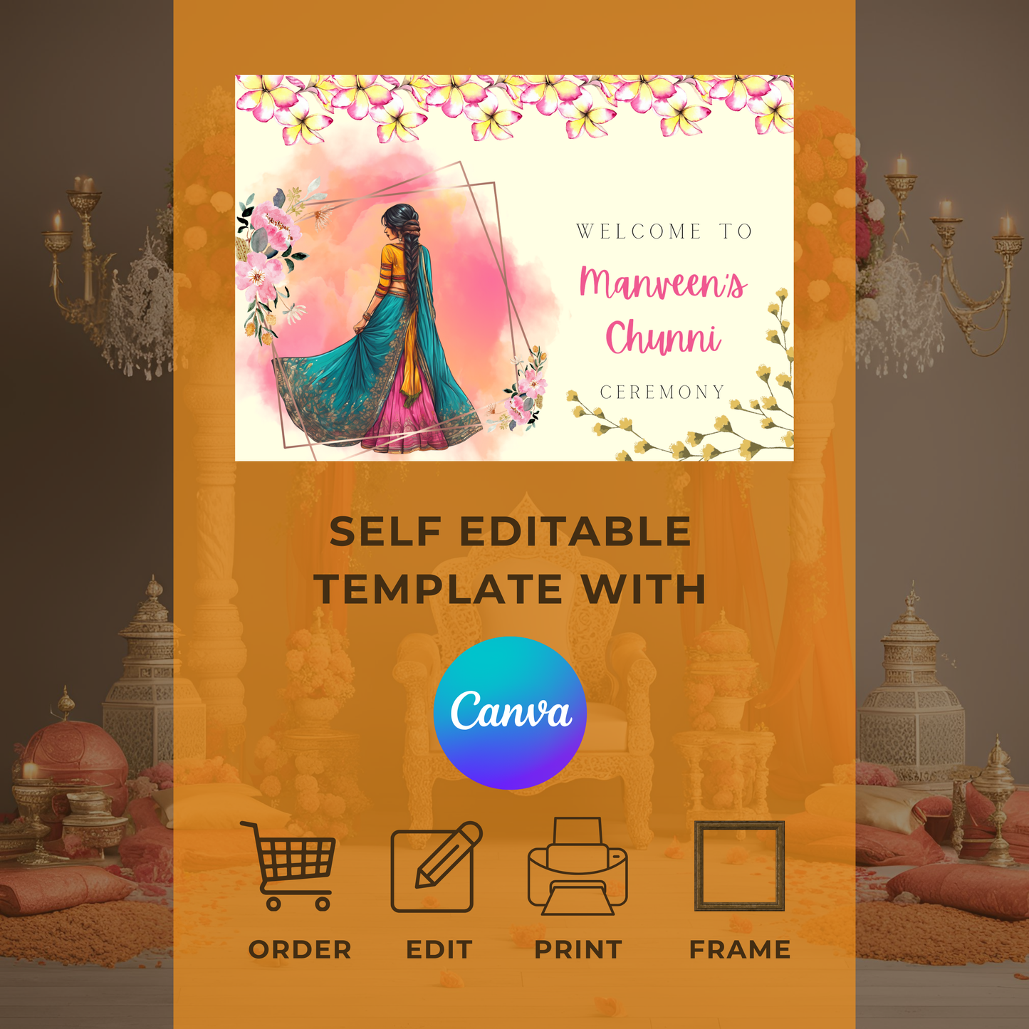 Decor Chunni Ceremony Entrance Board Digital Download - Online Template