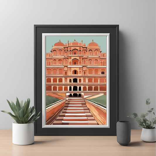India Architecture Black Framed A4 Portrait Print