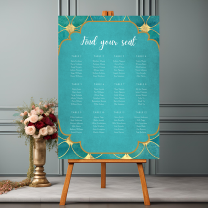 Peacock Teal Seating Plan Digital Download - Online Template