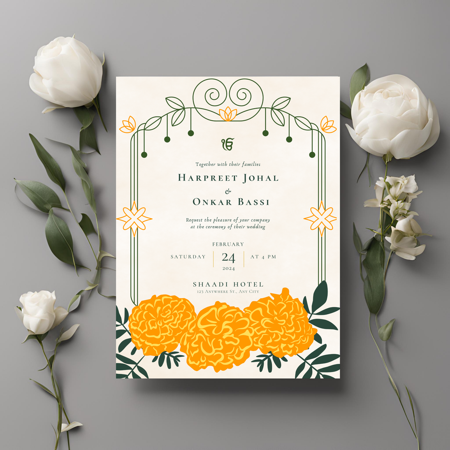 Haldi Minimalist Floral Invitation Digital Download - Online Template