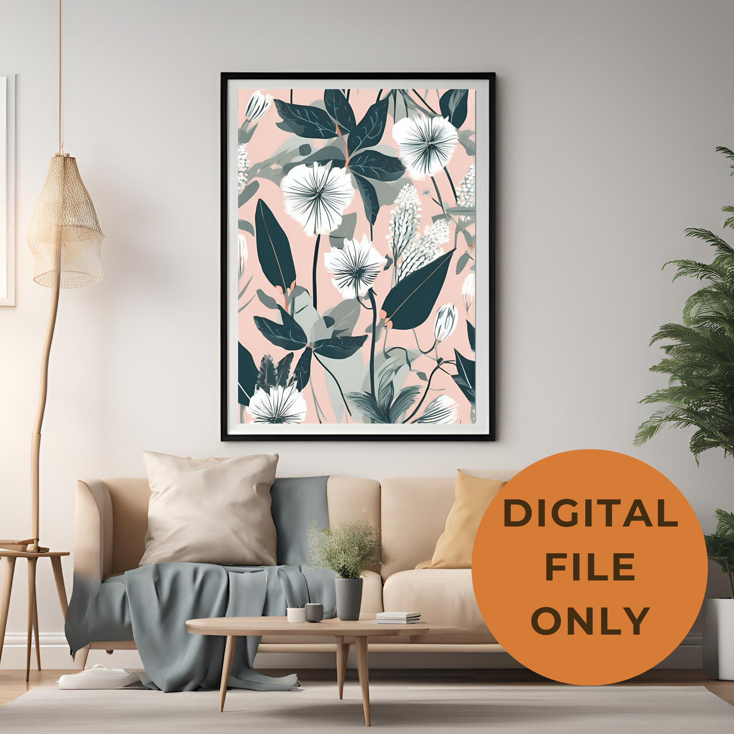 Botanical Print White Wall Art Digital Download