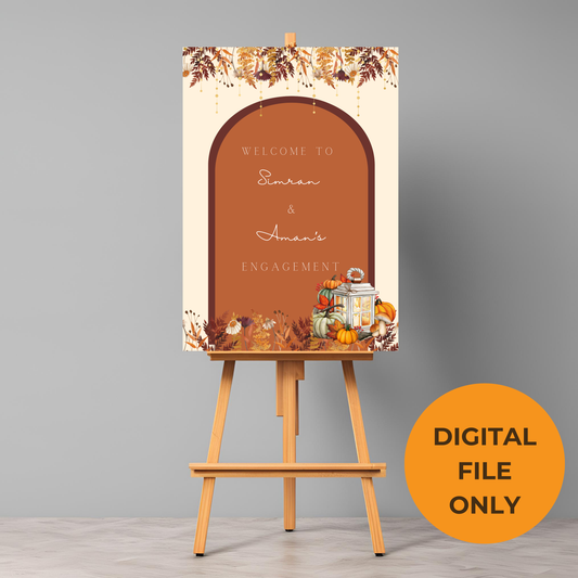 Autumn Fall Wedding Entrance Board Digital Download - Online Template