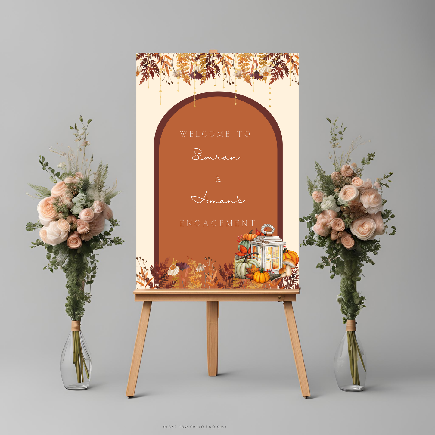 Autumn Fall Wedding Entrance Board Digital Download - Online Template