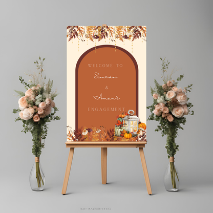 Autumn Fall Wedding Entrance Board Digital Download - Online Template