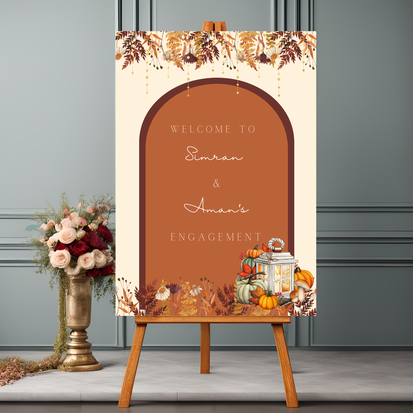 Autumn Fall Wedding Entrance Board Digital Download - Online Template