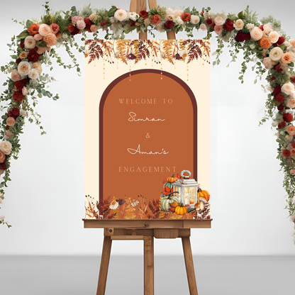 Autumn Fall Wedding Entrance Board Digital Download - Online Template