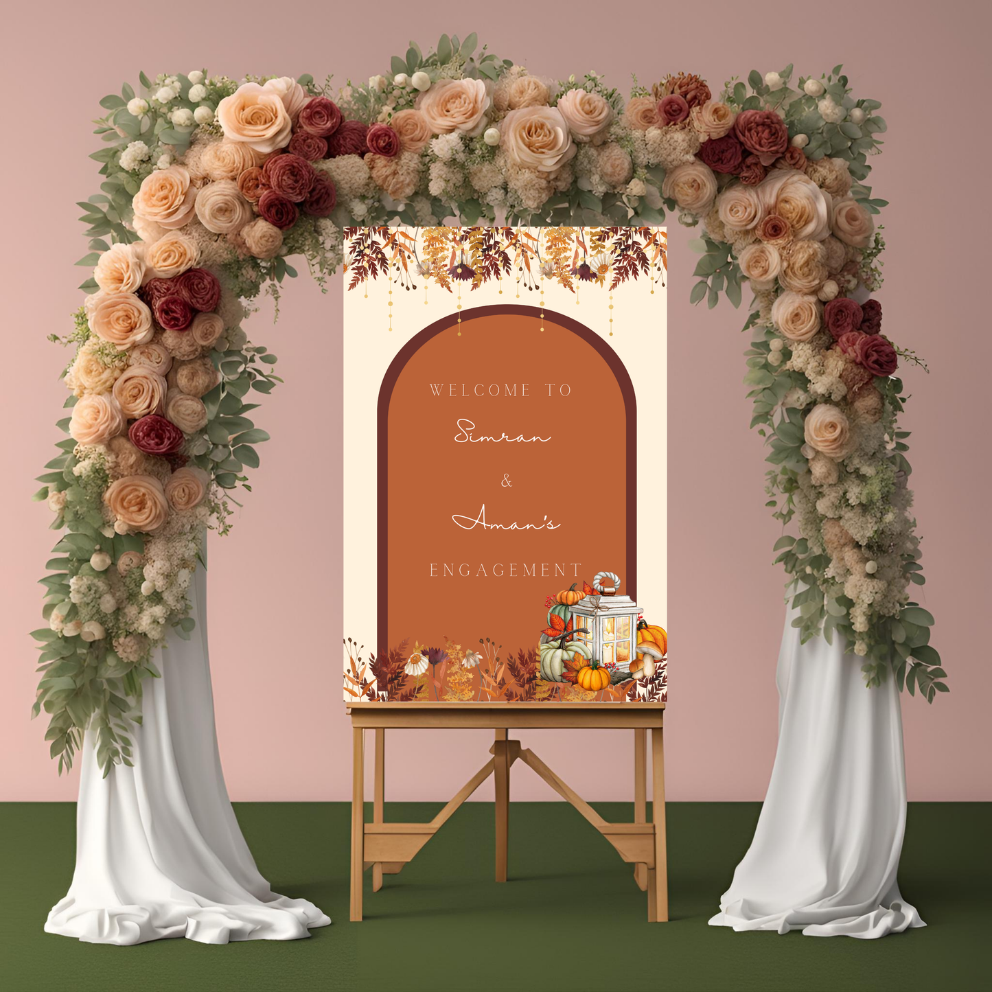 Autumn Fall Wedding Entrance Board Digital Download - Online Template