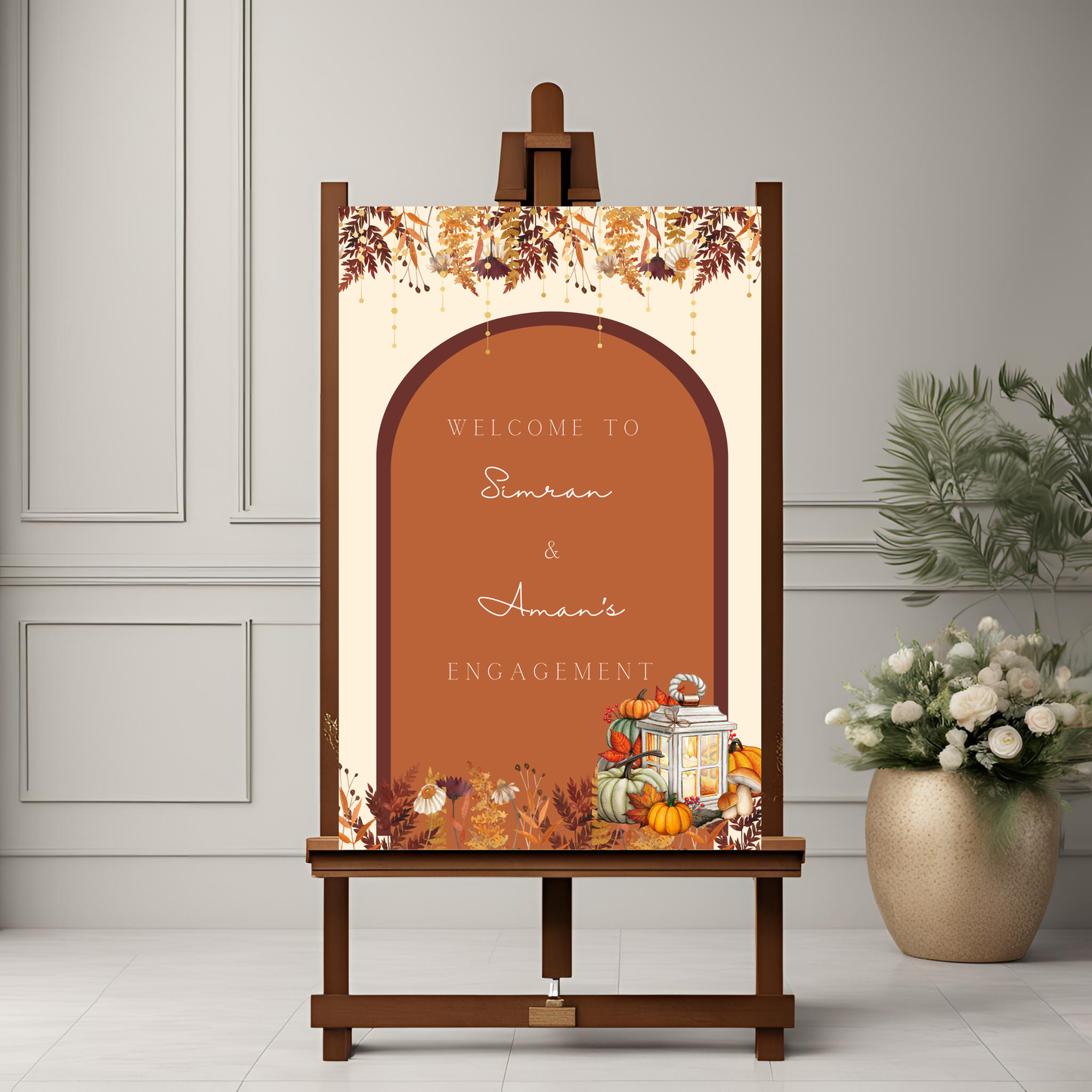 Autumn Fall Wedding Entrance Board Digital Download - Online Template
