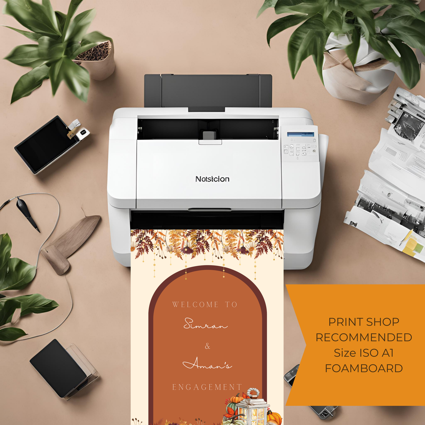 Autumn Fall Wedding Entrance Board Digital Download - Online Template