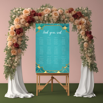 Peacock Teal Seating Plan Digital Download - Online Template